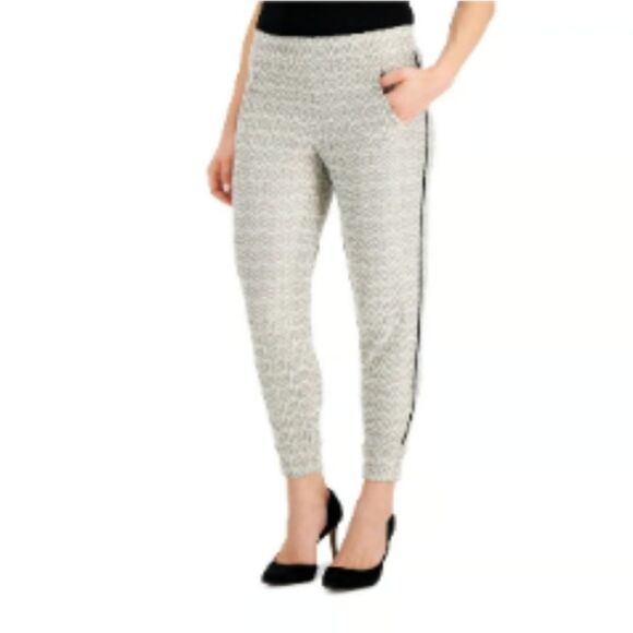 ANNE KLEIN NWT Womens Metallic Textured Side-Striped Jogger Pants XS - Picture 1 of 13